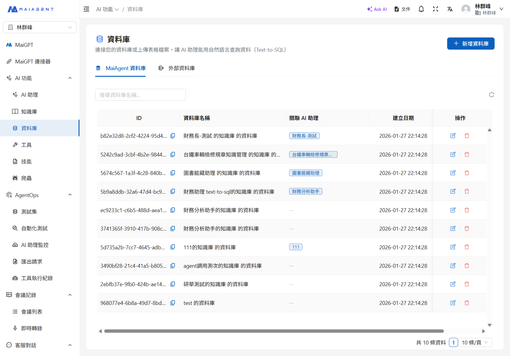 Database Management Page